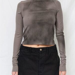 Assembly Grey Airbrush Crop Long Sleeve Mockneck